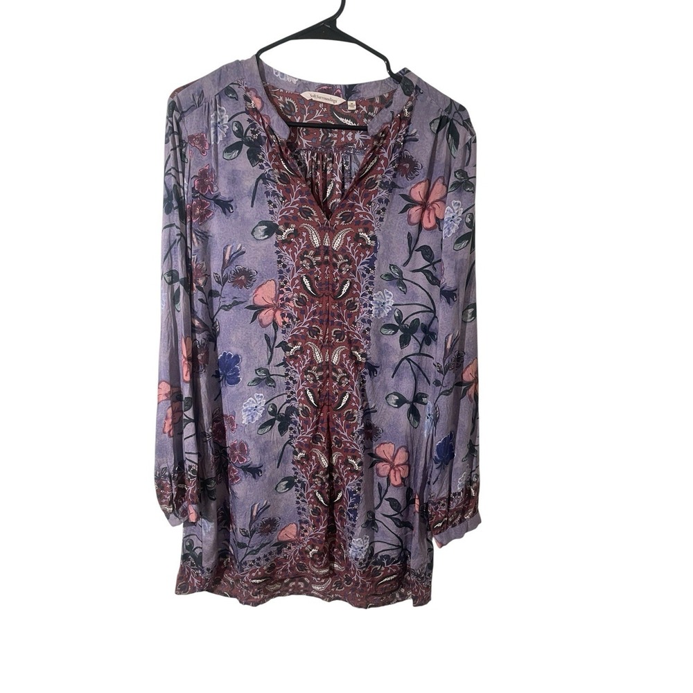 Soft Surroundings Medium Purple Floral Boho Tunic Whimsy Modal Botanical